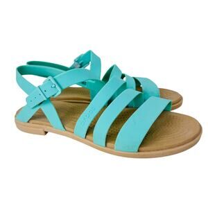 Crocs Iconic Comfort Strappy Sandal Women Sz 8 W Green Seafoam Waterproof 206107